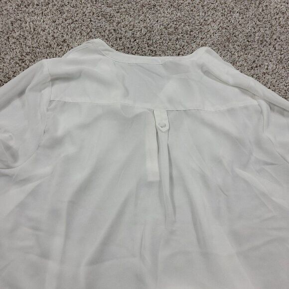 Torrid Shirt Womens 1 White Blouse Roll Tab 3/4 Sleeve Pockets Button Up V Neck - Picture 7 of 8